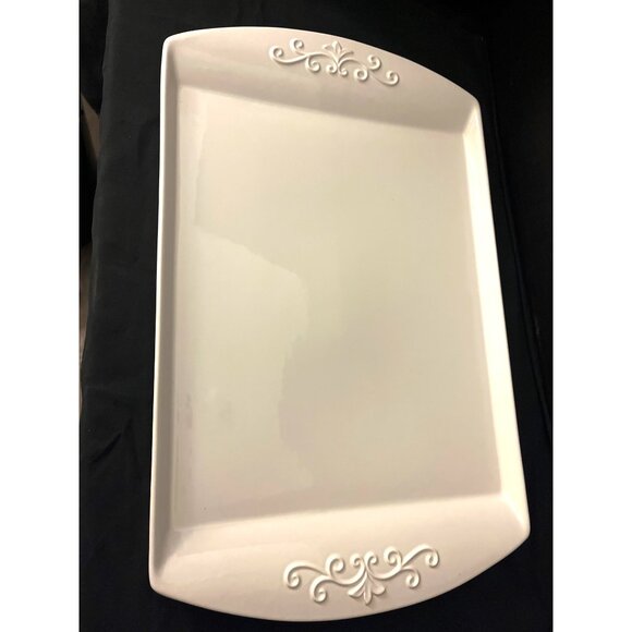 Ceriart White Serving Platter Large 12.5x 20” - Picture 2 of 7